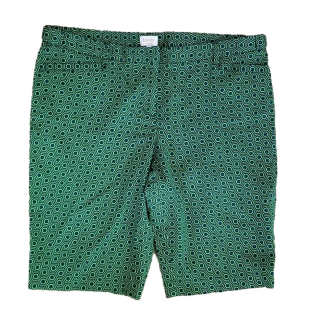 Laundry by Shelli Segal Green Navy Bermuda Shorts Size 12 EUC